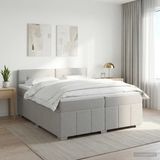 vidaXL Boxspringbed met matras Lichtgrijs 200 x 200 cm Stof