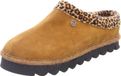 Rohde Damen Leder Mokassin Hausschuhe Braun mit Leoparden-Print und Gummisohle