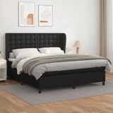 vidaXL Boxspringbed met matras, kunstleer, zwart, 160x200 cm