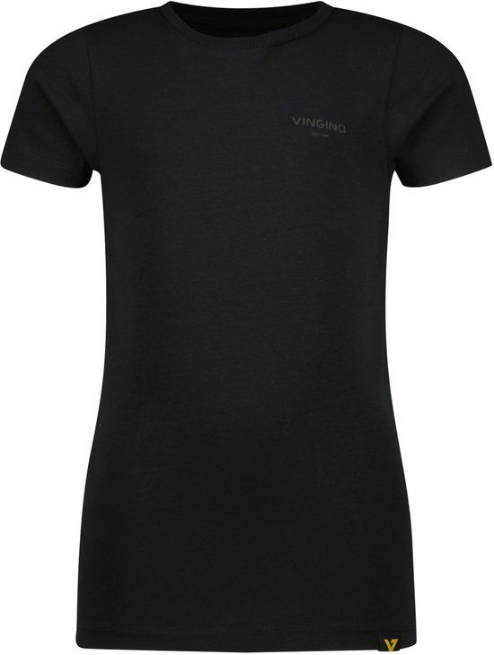 Vingino Basic Round Neck Polo's & T-shirts Jongens - Polo shirt - Zwart - Maat 170/176