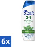 Head & Shoulders 6x 2-en-1 Shampoo & Conditioner Anti-roos - Menthol Fresh - 270 ml