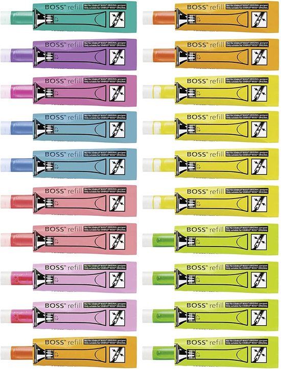 STABILO BOSS ORIGINAL - Navullingen - 20 stuks - 9 Assorted Colors