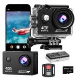 Caméra sous-marine 4K - Caméra d'action - Grand angle 170 degrés - WiFi - Étanche jusqu'à 40 mètres - Incluant 25 accessoires