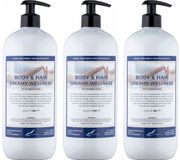 Claudius Cosmetics B.V. Body & Hair Creamy Wellness 1 liter - set van 3 stuks - met gratis pomp - 2 in 1 voor lichaam en haar.