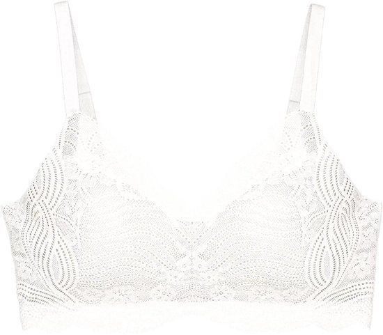 Triumph Lift Smart Push-up Bra - Wireless, Lace, Thin Straps, Preformed - M - White