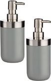 Berilo 3x stuks zeeppompje/dispenser roestvrij metaal grijs/zilver 350 ml