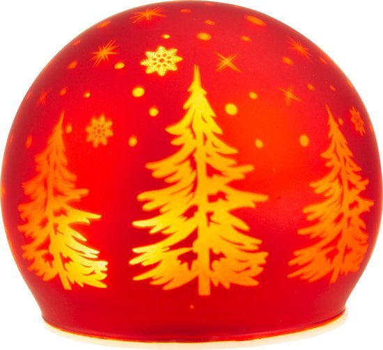 Konges Slöjd Cosy & Trendy - Tafellamp - Kerst - Bal - Rood - D10cm - Glas - LED - Rodel ballamp