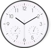Nedis Wandklok - Diameter: 300 mm - Kunststof - Stille beweging - Thermometer - Hygrometer - Wit / Zwart