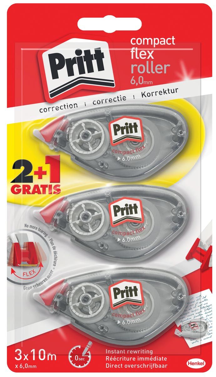 Pritt correctieroller Compact Flex 6 mm x 10 m - 2 + 1 gratis
