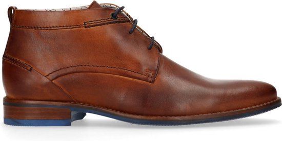 Manfield - Heren - Cognac leren veterschoenen - Maat 46