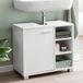 FineBuy meuble sous lavabo 60x55x32 cm blanc avec porte