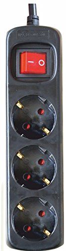 SILVER ELECTRONICS 9643 stekkerdoos - 3 uitgangen - met schakelaar - zwart - 1,5 m