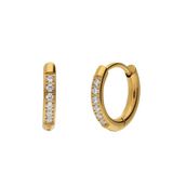 Lucardi Dames Stainless steel oorringen met zirkonia voor dames - Oorbellen - Staal - Goudkleurig