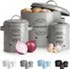 Set de pots de conservation - Pot à oignons, pot à ail et bac à pommes de terre - 3 pièces - Gris - Émail