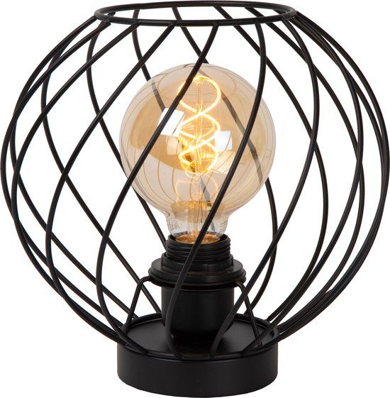 Lucide DANZA Tafellamp - Ø 25 cm - Zwart