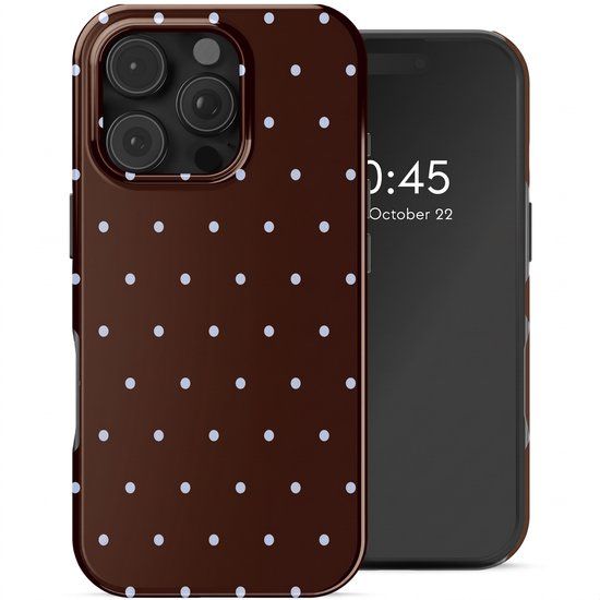 Selencia Hoesje - Geschikt voor Apple iPhone 16 Pro - Backcover - Happy Dots Chocolate
