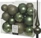Decoris Kaemingk B.V. Kunststof kerstballen met glazen piek - mosgroen - 27-delig