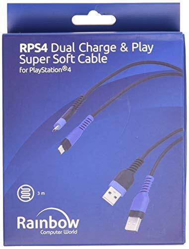 Onbekend Generieke RPS4 Dual Charge & Play Super Soft kabel, zwart (Rainbow 08437011575982)