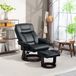 Fauteuil inclinable avec repose-pieds, fauteuil réglable, revêtement en similicuir, fauteuil rembourré avec dossier rabattable, noir