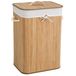 TecTake Bamboe panier à linge avec couvercle - 72 L - Pliable - Sac à linge amovible - Poignées - Naturel