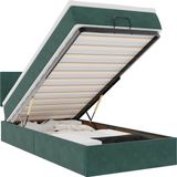 vidaXL - Ottoman bed with mattress and LEDs - 90x190cm - dark green velvet