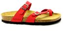 Rohde 5594 Teenslipper Vrouwen Rood Leer Kurk/Rubber Zool Maat 41