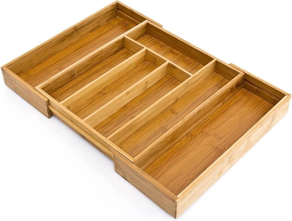 Relaxdays Verstelbare besteklade - Bamboo Bestekbak 30-48 cm