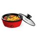 Elite Gourmet EGL-6101 Persoonlijke braadpan, elektrisch, snel opwarmen, 650 W, antiaanbaklaag, met deksel van gehard glas, rood