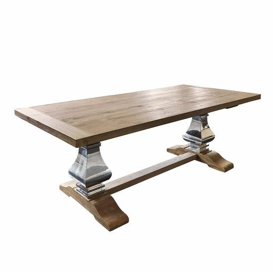 Loberon Eettafel Filton bruin/zilverkleurig