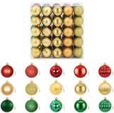 vidaXL Kerstballenset - 75 st - Rood, goud en groen - 6 cm - Polystyreen