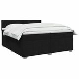 vidaXL Boxspringbed met matras, zwart, 200 x 200 cm, gestoffeerd