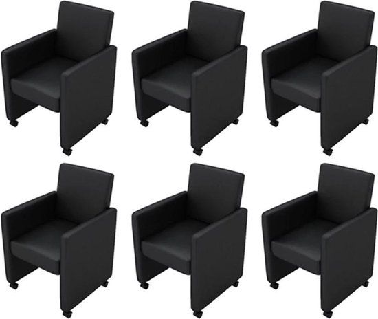 vidaXL Eetkamerstoelen 6 st kunstleer zwart