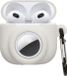 kwmobile Oordopjes Case Geschikt voor Apple Airpods 4 Hoesje - Oortjes Cover met AirTag Houder - Silicone - Wit