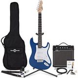 Gear4Music LA Electric Guitar Blue 15W Guitar Amp & Ultimate Accessory Pack