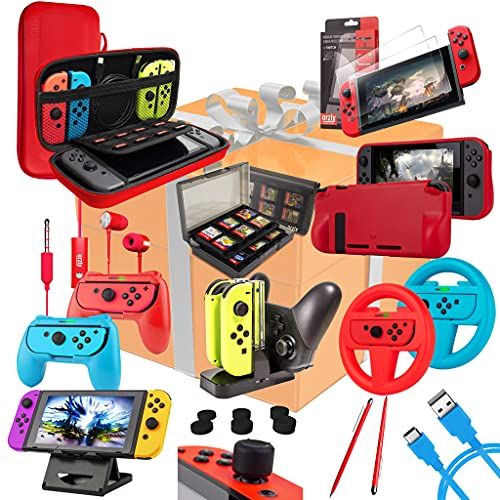 Orzly Switch Accessories Bundle - Geek Pack for Nintendo Switch - ColourPop