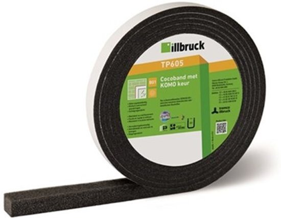 Illbruck TP605 Cocoband met Komo Keur - voegenband 30/6 mm - zwart - rol a 5,6 meter