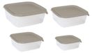 CURVER Vershoudboxen, set van 4, beige, verschillende maten, met deksel