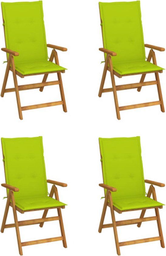 VidaXL Tuinstoelen 4 stuks met kussens, acaciahout, groen