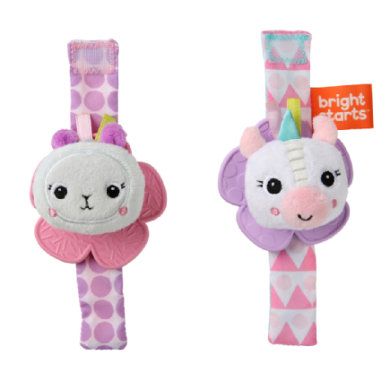 Bright Starts Wrist Rattle Teether Unicorn & Llama - Kleurrijk