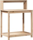 vidaXL Oppottafel met schappen 82,5x50x109,5 cm massief grenenhout