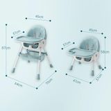 Chaise haute 4-en-1 pour bébé - Chaise haute avec table - Réglable en hauteur - Pliable - Convient aux enfants de 6 mois à 2 ans - Plastique - Bleu