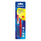 Pelikan 971234 Pelikano P480 vulpen voor schoolkinderen M-punt met 2 GTP-patronen (blauw)