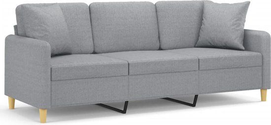 vidaXL Driezitsbank met sierkussens 180 cm stof lichtgrijs