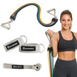 HyperMotion Set weerstandsbanden met handgrepen en deuranker voor fitness | Fitnessbanden met voetlussen, expander voor krachttraining thuis, draagtas, slechts 450 g, EN ISO 20957-1 klasse H