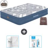 Bestway luchtbed - 2-Persoons - 152 x 203 x 36 cm - Blauw - Inclusief pomp - Hoeslaken en Reparatieset