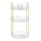 SONGMICS Make-up Organizer, Roterende, 3 Niveaus, Verstelbare | Cosmetische Organizer, Rond, Kaptafel, Cadeau Idee, Wit en Goud, GLORA Collection JKA011W02