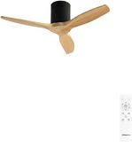 Create - Stille 40W Plafondventilator - Zwart / Licht houtlook - 112 cm - Afstandsbediening - WIND CALM
