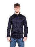 ARMANI EXCHANGE A|X ARMANI EXCHANGE Herenoverhemd met lange mouwen, stretch, katoen-satijn, knoopsluiting, 1 stuk, Blauw, XS