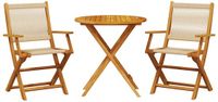 vidaXL 3-delige Bistroset Polypropeen en Massief Hout Beige