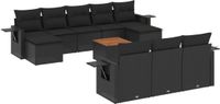 vidaXL Loungeset met kussens, polyrattan, zwart